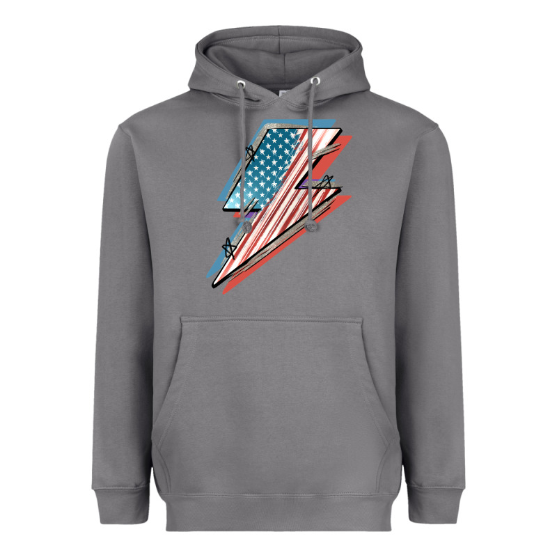 American Flag Lightning Bolt 4th Of July Heavyweight Hoodie by FaDigitalArtStudio | Teevron