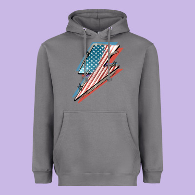 American Flag Lightning Bolt 4th Of July Heavyweight Hoodie Designed By Fadigitalartstudio