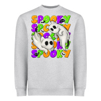 Heather Grey Spooky with Ghost Cats Heavyweight Sweatshirt - texasbilliewilder