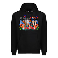 Black All American Mama Cow Flowers Premium Hoodie - CowCowDesign