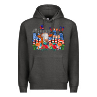 Charcoal Heather All American Mama Cow Flowers Premium Hoodie - CowCowDesign