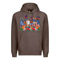 Coffee All American Mama Cow Flowers Premium Hoodie - CowCowDesign
