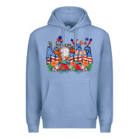 Colony Blue All American Mama Cow Flowers Premium Hoodie - CowCowDesign