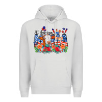 Dove Grey All American Mama Cow Flowers Premium Hoodie - CowCowDesign