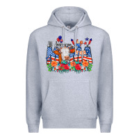 Heather Grey All American Mama Cow Flowers Premium Hoodie - CowCowDesign