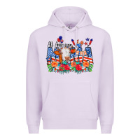 Lilac All American Mama Cow Flowers Premium Hoodie - CowCowDesign