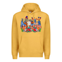 Mustard All American Mama Cow Flowers Premium Hoodie - CowCowDesign