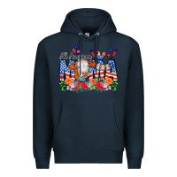 Navy All American Mama Cow Flowers Premium Hoodie - CowCowDesign