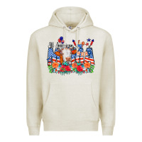 Oatmeal Heather All American Mama Cow Flowers Premium Hoodie - CowCowDesign