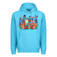 Ocean Blue All American Mama Cow Flowers Premium Hoodie - CowCowDesign
