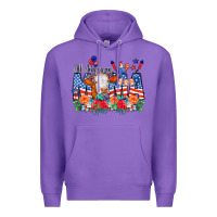 Purple All American Mama Cow Flowers Premium Hoodie - CowCowDesign