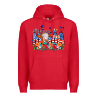 Red All American Mama Cow Flowers Premium Hoodie - CowCowDesign