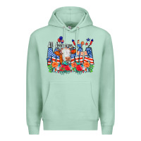 Seafoam All American Mama Cow Flowers Premium Hoodie - CowCowDesign