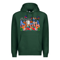 Sports Green All American Mama Cow Flowers Premium Hoodie - CowCowDesign