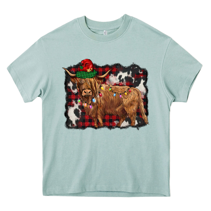 Christmas Highland Cow Heavy Core Tee by BarkalooDesign | Teevron