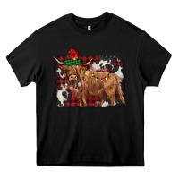 Black christmas highland cow Heavy Core Tee - BarkalooDesign