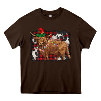 Chocolate Brown christmas highland cow Heavy Core Tee - BarkalooDesign