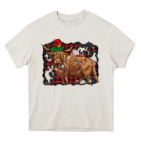 Cream christmas highland cow Heavy Core Tee - BarkalooDesign