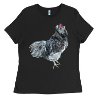 Black Ameraucana Rooster Ladies Tee - LillyAllenDesigns