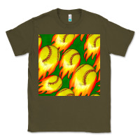 Army Green softball fire ball seamless pattern Classic Tee - BundleAndBundleShop
