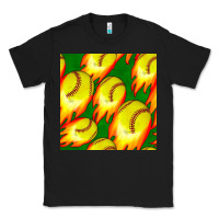 Black softball fire ball seamless pattern Classic Tee - BundleAndBundleShop