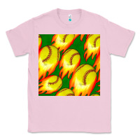 Bubblegum Pink softball fire ball seamless pattern Classic Tee - BundleAndBundleShop