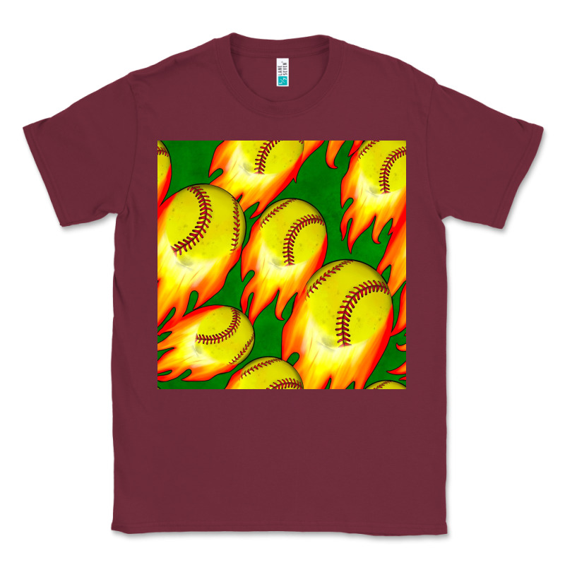 Softball Fire Ball Seamless Pattern Classic Tee by BundleAndBundleShop | Teevron