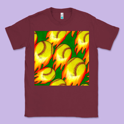 Softball Fire Ball Seamless Pattern Classic Tee Designed By Bundleandbundleshop