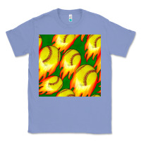 Colony Blue softball fire ball seamless pattern Classic Tee - BundleAndBundleShop
