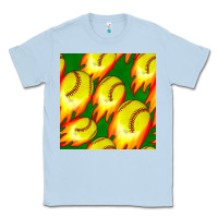 Dusty Blue softball fire ball seamless pattern Classic Tee - BundleAndBundleShop