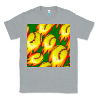 Heather Grey softball fire ball seamless pattern Classic Tee - BundleAndBundleShop