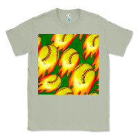 Matcha softball fire ball seamless pattern Classic Tee - BundleAndBundleShop