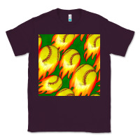 Plum softball fire ball seamless pattern Classic Tee - BundleAndBundleShop