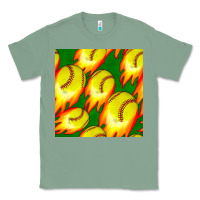 Sage softball fire ball seamless pattern Classic Tee - BundleAndBundleShop