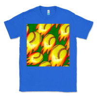 True Royal softball fire ball seamless pattern Classic Tee - BundleAndBundleShop