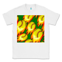 White softball fire ball seamless pattern Classic Tee - BundleAndBundleShop