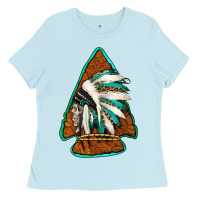 Baby Blue indian headdress arrowhead Ladies Tee - Jasminsmagicworld