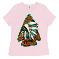 Bubblegum Pink indian headdress arrowhead Ladies Tee - Jasminsmagicworld