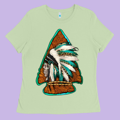 Indian Headdress Arrowhead Ladies Tee Designed By Jasminsmagicworld