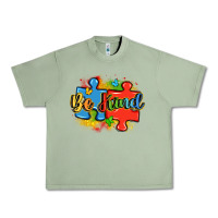 Oil Green be kind autism Urban Heavy Tee - LillyAllenDesigns