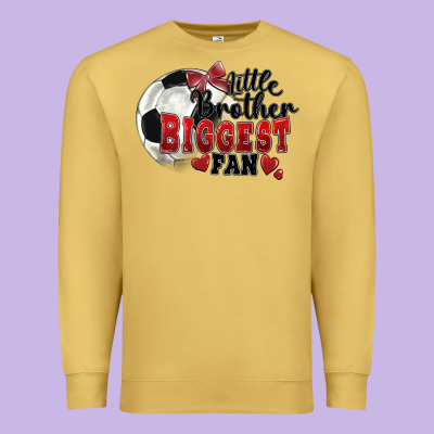 Little Brother Biggest Fan Soccer Premium Sweatshirt Designed By Fadigitalartstudio