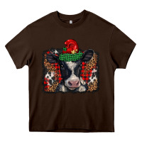 Chocolate Brown christmas black and white baby cow Heavy Core Tee - BarkalooDesign