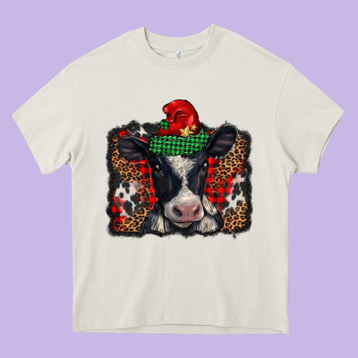 Christmas Black And White Baby Cow Heavy Core Tee Designed By Barkaloodesign
