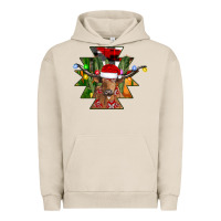Pigment French Oak longhorn Aztec Christmas Urban Hoodie - CowhideDigitalArt