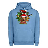 Pigment Pebble Blue longhorn Aztec Christmas Urban Hoodie - CowhideDigitalArt