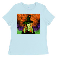 Baby Blue halloween witch tumbler Ladies Tee - Jasminsmagicworld