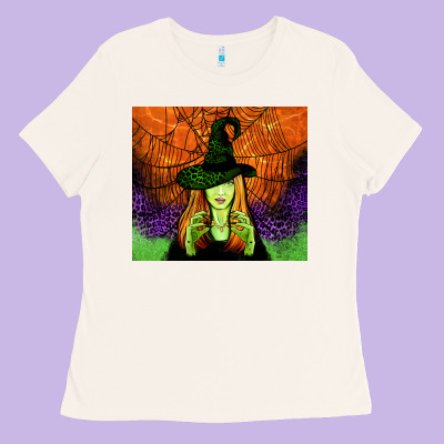 Halloween Witch Tumbler Ladies Tee Designed By Jasminsmagicworld