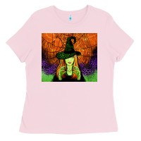 Bubblegum Pink halloween witch tumbler Ladies Tee - Jasminsmagicworld