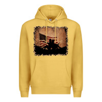 Antique Gold America Western Cowboy and Cowgirl Leopard Frame Premium Hoodie - CowCowDesign