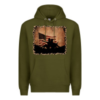 Army Green America Western Cowboy and Cowgirl Leopard Frame Premium Hoodie - CowCowDesign